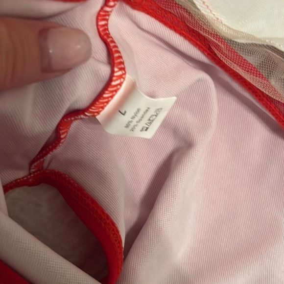 NWOT - Red Floral Halter Open Back One Piece Swimsuit - Picture 6 of 6